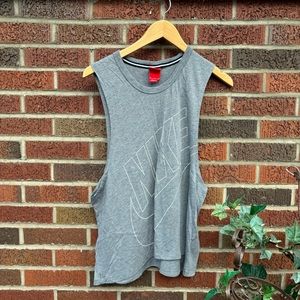 Nike Gray Cut Out Athletic Muscle Tank Top